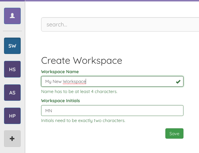 Fill New Workspace Form